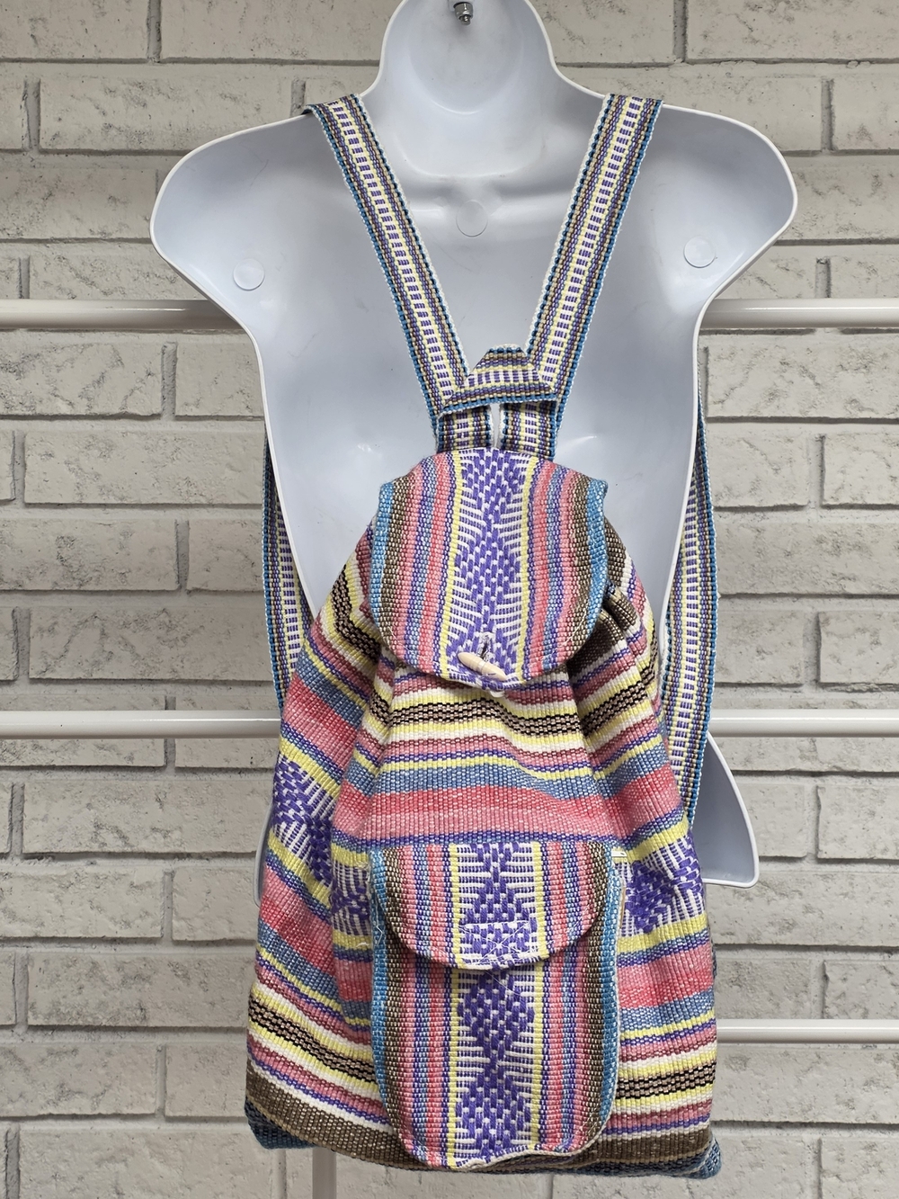 Handmade Pinzon Guatemalan Woven Backpack Multicolor Boho Rucksack
